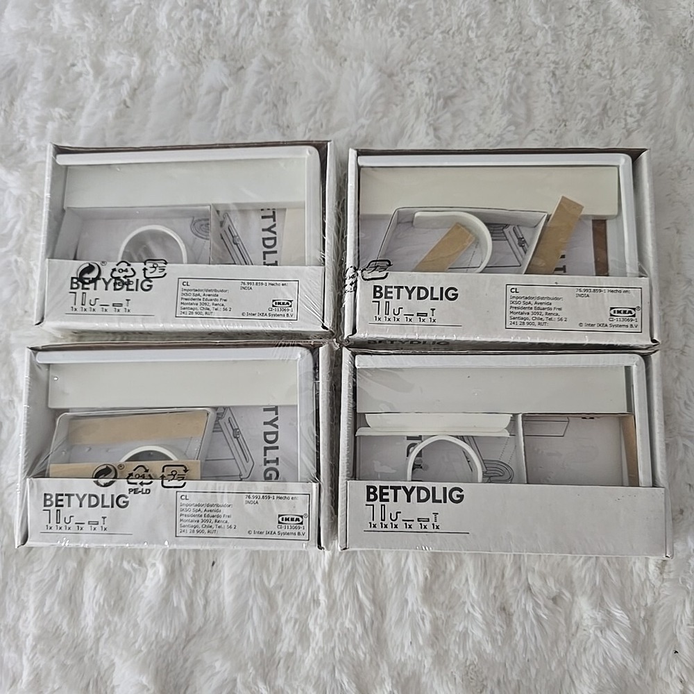 Ikea Betydlig Lot of 4 Curtain Rod Wall Mount Ceiling Hanging‎ Bracket White NEW